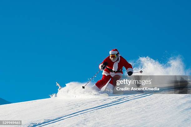 ski santa - european sports pictures of the month december stock-fotos und bilder