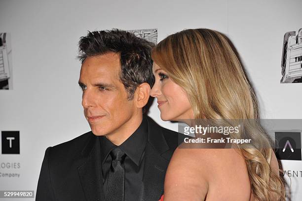Honoree, actor Ben Stiller and actress/wife Christine Taylor arrive at the 26th American Cinematheque Award Gala honoring Ben Stiller at The Beverly...