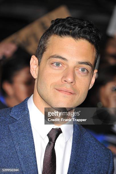 Actor Rami Malek arrives at the premiere of The Twilight Saga: Breaking Dawn - Part 2 held at the the Nokia Theater at L.A. Live.