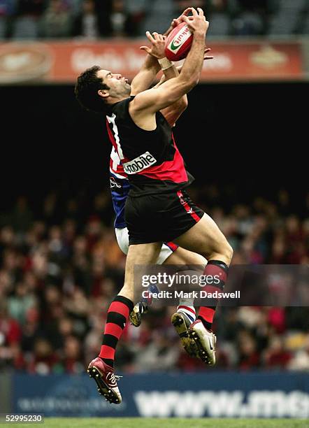 Dean Solomon for the Bombers marks during the AFL Round 10 match between the Essendon Bombers and the Western Bulldogs at Telstra Dome May 29, 2005...