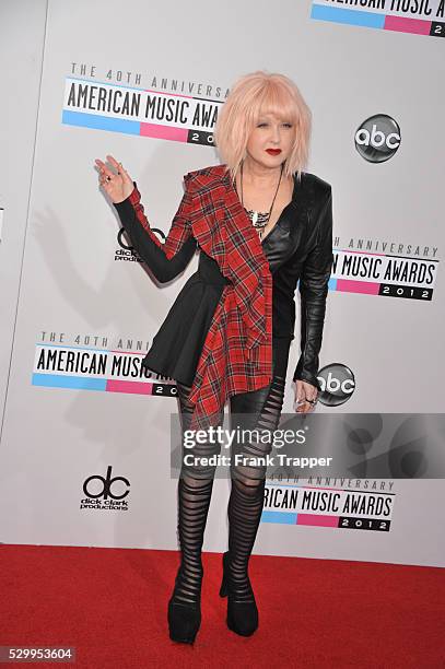 Singer Cyndi Lauper arrives the 40th American Music Awards held at Nokia Theatre L.A. Live.