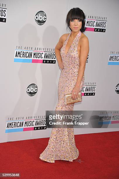 Singer Carley Rae Jepson arrives the 40th American Music Awards held at Nokia Theatre L.A. Live.