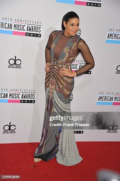 Singer Jordin Sparks arrives the 40th American Music Awards held at Nokia Theatre L.A. Live.