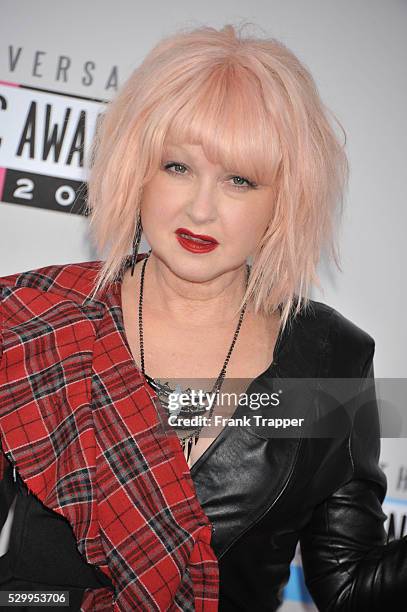 Singer Cyndi Lauper arrives the 40th American Music Awards held at Nokia Theatre L.A. Live.