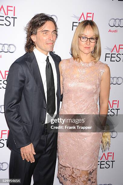 Conductor Carlo Ponti Jr. And violinist Andrea Meszaros Ponti arrive the AFI FEST 2014 special tribute to Sophia Loren held at The Dolby Theater in...