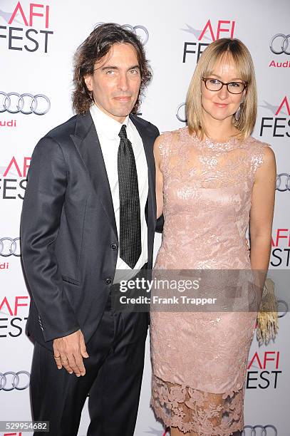 Conductor Carlo Ponti Jr. And violinist Andrea Meszaros Ponti arrive the AFI FEST 2014 special tribute to Sophia Loren held at The Dolby Theater in...