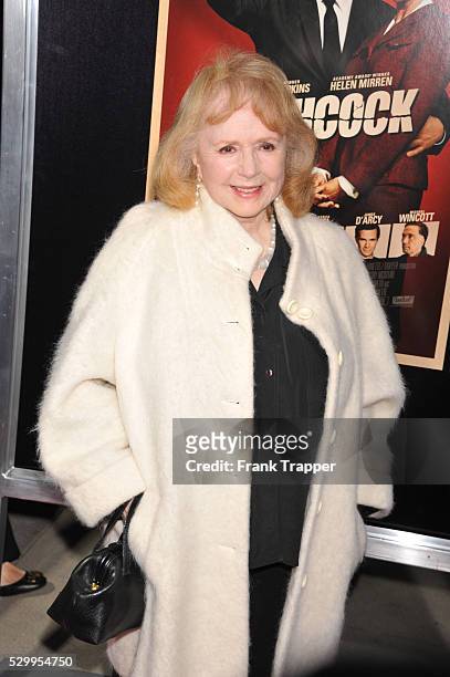 Actress Piper Laurie arrives at the premiere of Hitchcock held at the Academy of Motion Picture Arts and Sciences in Beverly Hills.