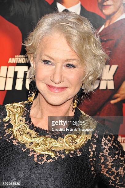 Actress Helen Mirren arrives at the premiere of Hitchcock held at the Academy of Motion Picture Arts and Sciences in Beverly Hills.