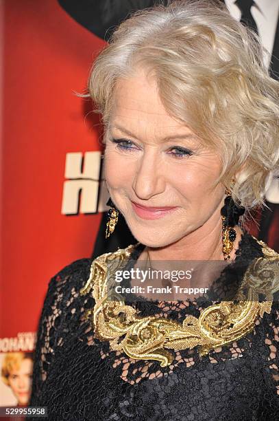 Actress Helen Mirren arrives at the premiere of Hitchcock held at the Academy of Motion Picture Arts and Sciences in Beverly Hills.