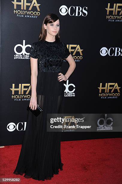 Actress Felicity Jones arrives at the 18th Annual Hollywood Film Awards held at The Palladium in Hollywood.