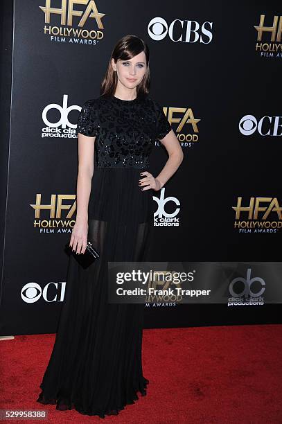 Actress Felicity Jones arrives at the 18th Annual Hollywood Film Awards held at The Palladium in Hollywood.