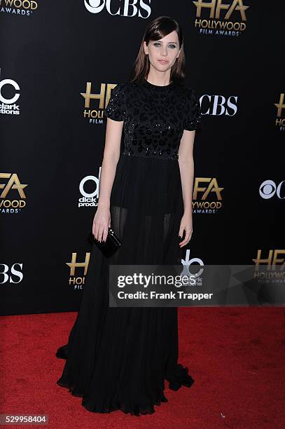 Actress Felicity Jones arrives at the 18th Annual Hollywood Film Awards held at The Palladium in Hollywood.