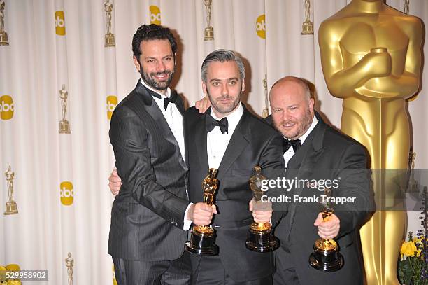 Producers Emile Sherman, Iain Canning, and Gareth Unwin, winners of the award for Best Picture for "The King's Speech" at the 83rd Academy Awards,...