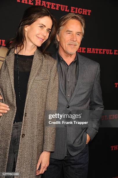 Actor Don Johnson and wife Kelley Phleger arrive at the premiere of "The Hateful Eight" held at ArcLight Hollywood Cinerama Dome theater in Hollywood.