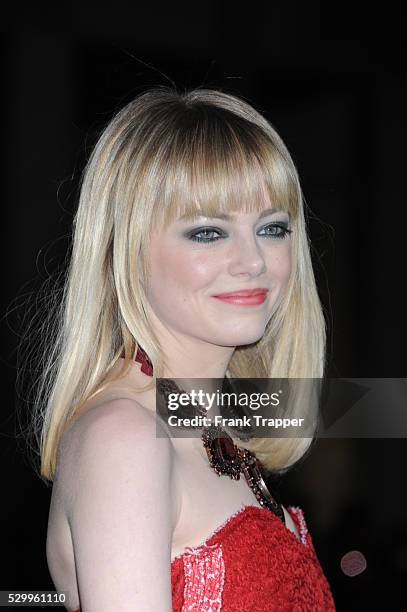 Actress Emma Stone arrives at the premiere of Gangster Squad held at Grauman's Chinese Theater in Hollywood.