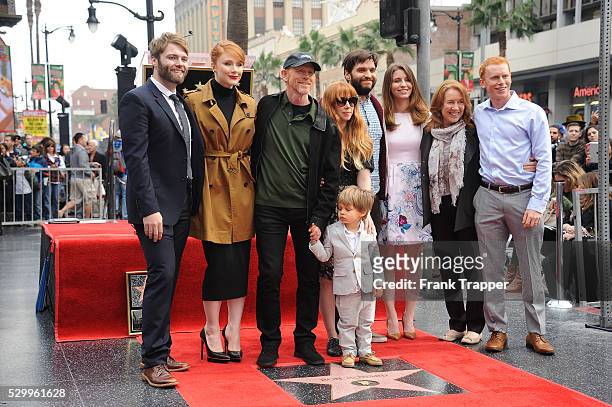 Director Ron Howard and family pose at the ceremony that honored him with a Star on the Hollywood Walk of Fame.