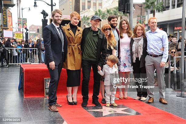 Director Ron Howard and family pose at the ceremony that honored him with a Star on the Hollywood Walk of Fame.