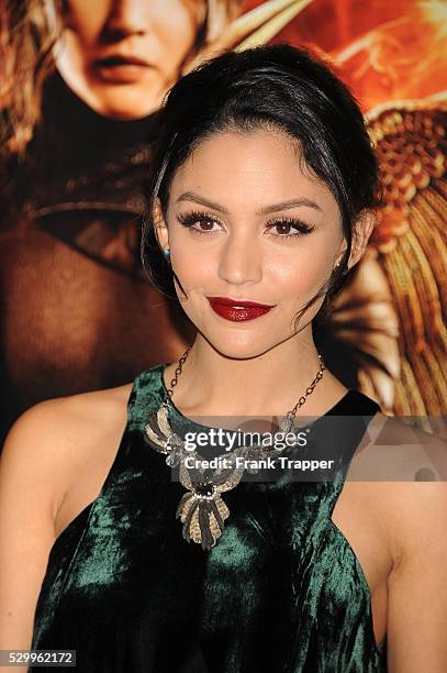 Actress Bianca Santos arrives at the premiere off "The Hunger Games: Mockingjay Part 1" held at Nokia Theater L.A. Live.
