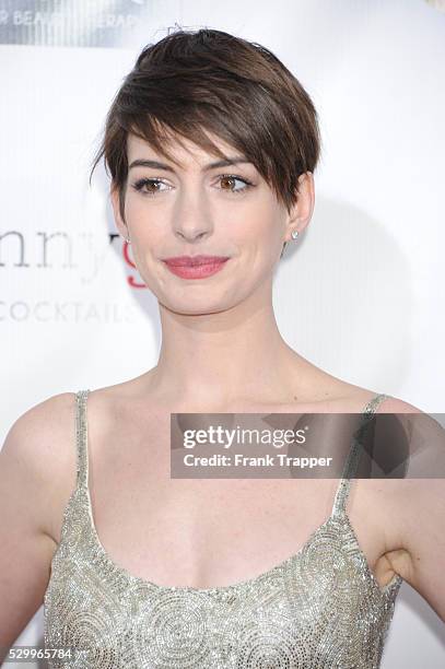 Actress Anne Hathaway arrives at the 18th Annual Critics' Choice Movie Awards held at Barker Hanger in Santa Monica, California.