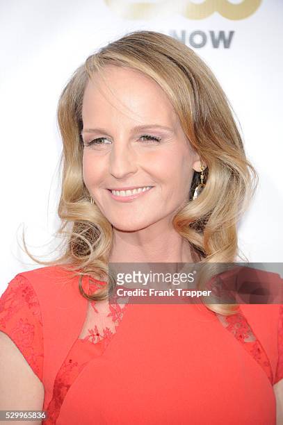 Actress Helen Hunt arrives at the 18th Annual Critics' Choice Movie Awards held at Barker Hanger in Santa Monica, California.