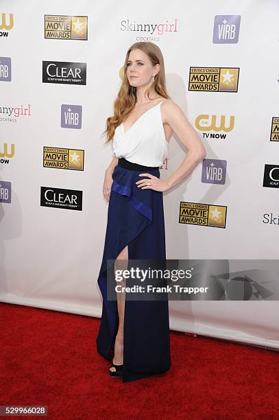 Actress Amy Adams arrives at the 18th Annual Critics' Choice Movie Awards held at Barker Hanger in Santa Monica, California.