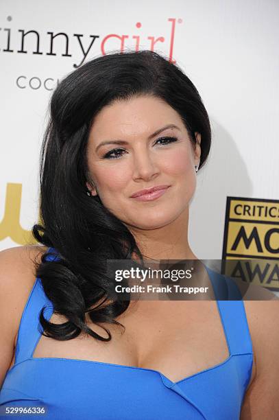 Actress Gina Carano arrives at the 18th Annual Critics' Choice Movie Awards held at Barker Hanger in Santa Monica, California.