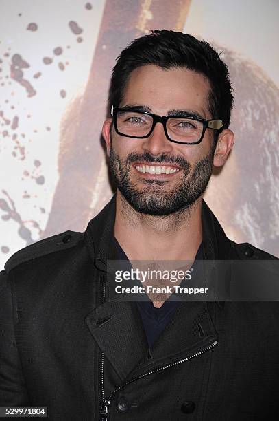 Actor Tyler Hoechlin arrives at the premiere of "300: Rise Of An Empire" held at the TCL Chinese Theater in Hollywood.