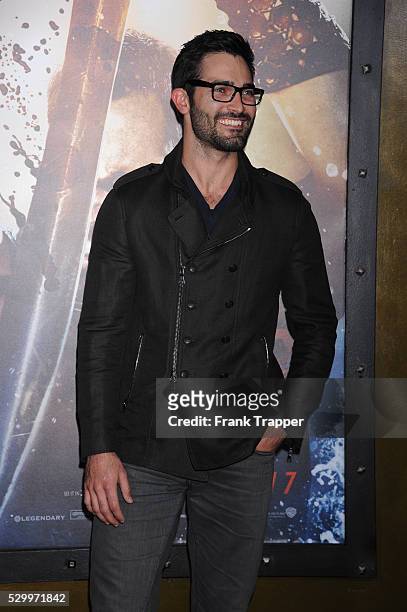 Actor Tyler Hoechlin arrives at the premiere of "300: Rise Of An Empire" held at the TCL Chinese Theater in Hollywood.