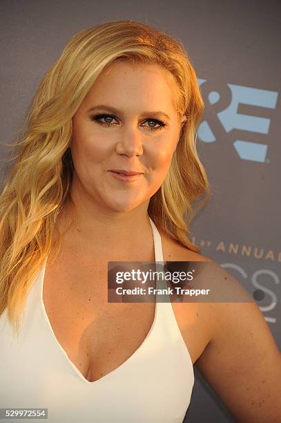 Actress Amy Schumer arrives at the 21st Annual Critics' Choice Awards held at Barker Hangar in Santa Monica.