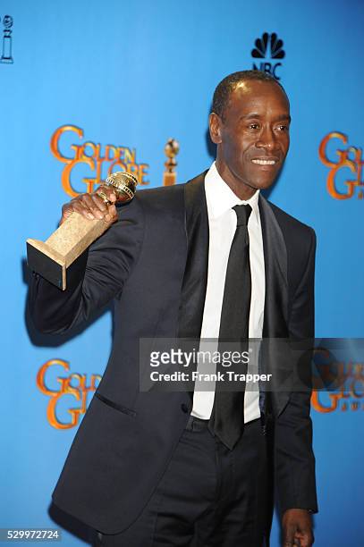 Actor Don Cheadle, winner Best Actor in a Television Series, Comedy or Musical for House of Lies, posing at the 70th Annual Golden Globe Awards held...