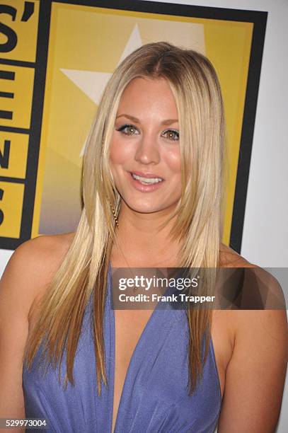 Actress Kaley Cuoco arrives at the Critics' Choice Television Awards held at the Beverly Hills Hotel in Beverly Hills.