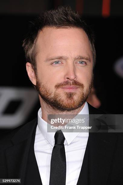 Actor Aaron Paul arrives at the premiere of "Need For Speed" held at the TCL Chinese Theater in Hollywood.