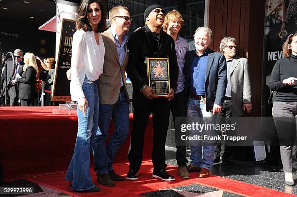 Actors Daniela Ruah, Chris O'Donnell, LL Cool J, Eric Christian Olsen and producer Shane Brennan pose at the ceremony that honored LL Cool J with a...