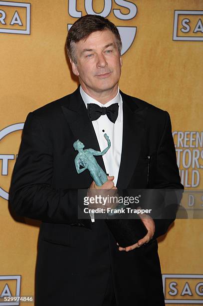 Actor Alec Baldwin, winner of Outstanding Performance by a Male Actor in a Comedy Series for 30 Rock, posing at the 19th Annual Screen Actors Guild...