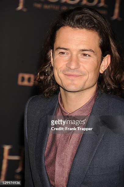 Actor Orlando Bloom arrives at the premiere of "The Hobbit: The Battle Of The Five Armies" held at the Dolby Theater in Hollywood.
