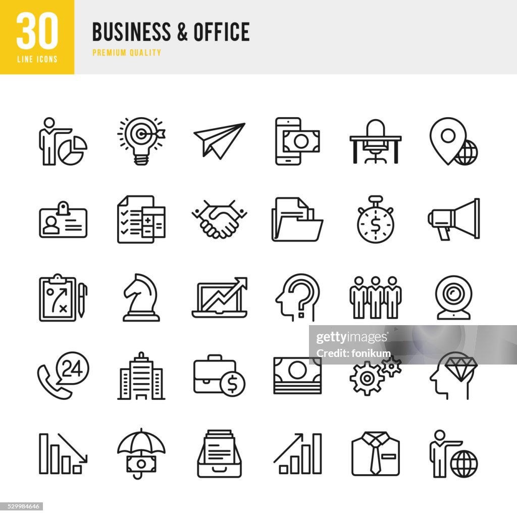 Business & Office - Thin Line Icon Set