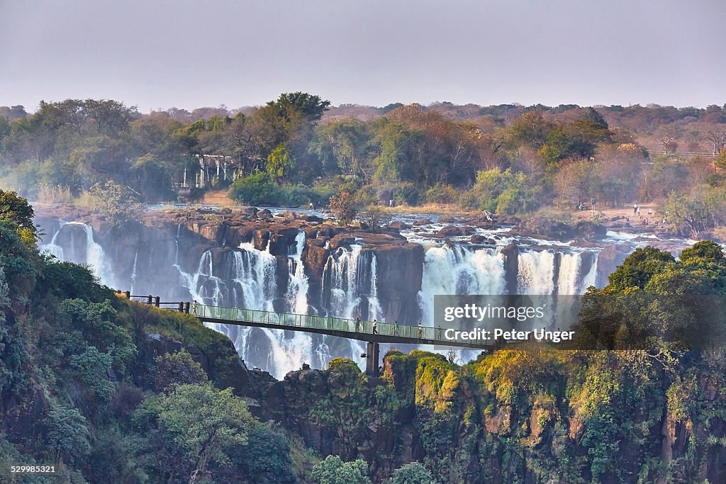 Tourists crossing the Knife Edge bridge