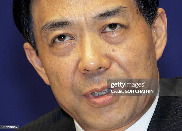 China's Commerce Minister Bo Xilai during a press conference in Beijing, 30 May 2005. Bo said moves by the European Union and United States, using...