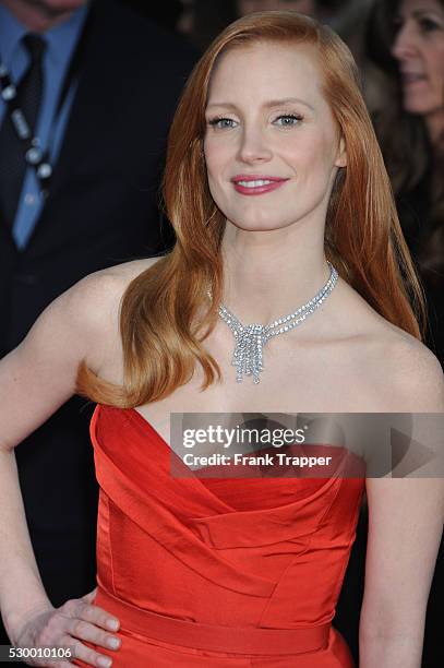 Actress Jessica Chastain arrives at the 19th Annual Screen Actors Guild Awards held at The Shrine Auditorium .