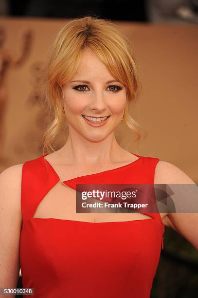 Actress Melissa Rauch arrives at the 22nd Annual Screen Actors Guild Awards held at The Shrine Auditorium.