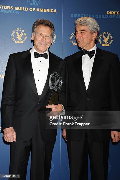 Director Eric Shapiro , winner of the Lifetime Achievement in News Direction Award. And presenter, actor Sam Waterston pose in the press room at the...