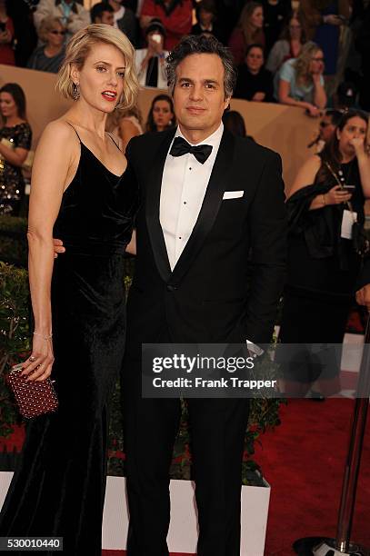 Actor Mark Ruffalo and wife Sunrise Coigney arrive at the 22nd Annual Screen Actors Guild Awards held at The Shrine Auditorium.