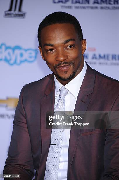 Actor Anthony Mackie arrives at the world premiere of "Captain America: The Winter Soldier" held at the El Capitan Theatre in Hollywood.