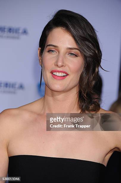 Actress Cobie Smulders arrives at the world premiere of "Captain America: The Winter Soldier" held at the El Capitan Theatre in Hollywood.