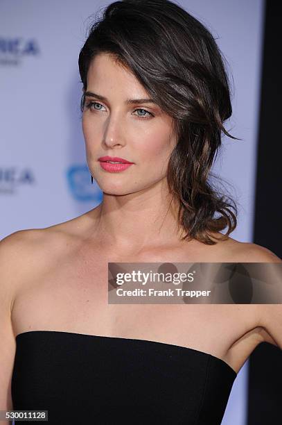 Actress Cobie Smulders arrives at the world premiere of "Captain America: The Winter Soldier" held at the El Capitan Theatre in Hollywood.