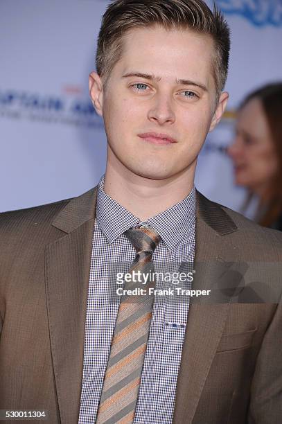 Actor Lucas Grabeel arrives at the world premiere of "Captain America: The Winter Soldier" held at the El Capitan Theatre in Hollywood.