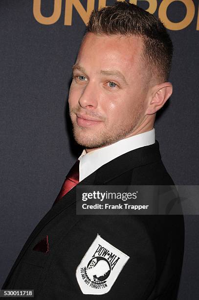 Actor Ryan Ahern arrives at the premiere of "Unbroken" held at The Dolby Theater in Hollywood.