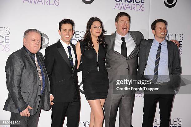 Actors Jack McGee, Joey McIntyre, Kelen Coleman, Jimmy Dunn and Tyler Ritter from the television show "The McCarthys" arrive at the People's Choice...