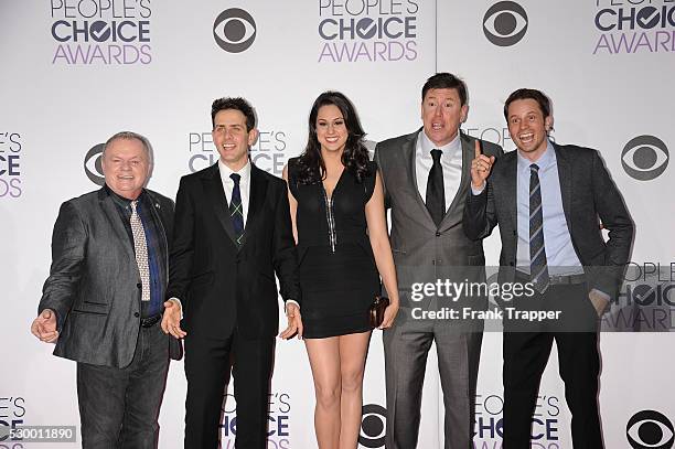 Actors Jack McGee, Joey McIntyre, Kelen Coleman, Jimmy Dunn and Tyler Ritter from the television show "The McCarthys" arrive at the People's Choice...