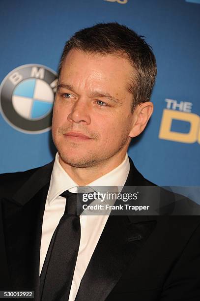 Actor Matt Damon posing at the 68th Annual Directors Guild Of America Awards held at the Hyatt Regency Century Plaza Hotel in Century City.